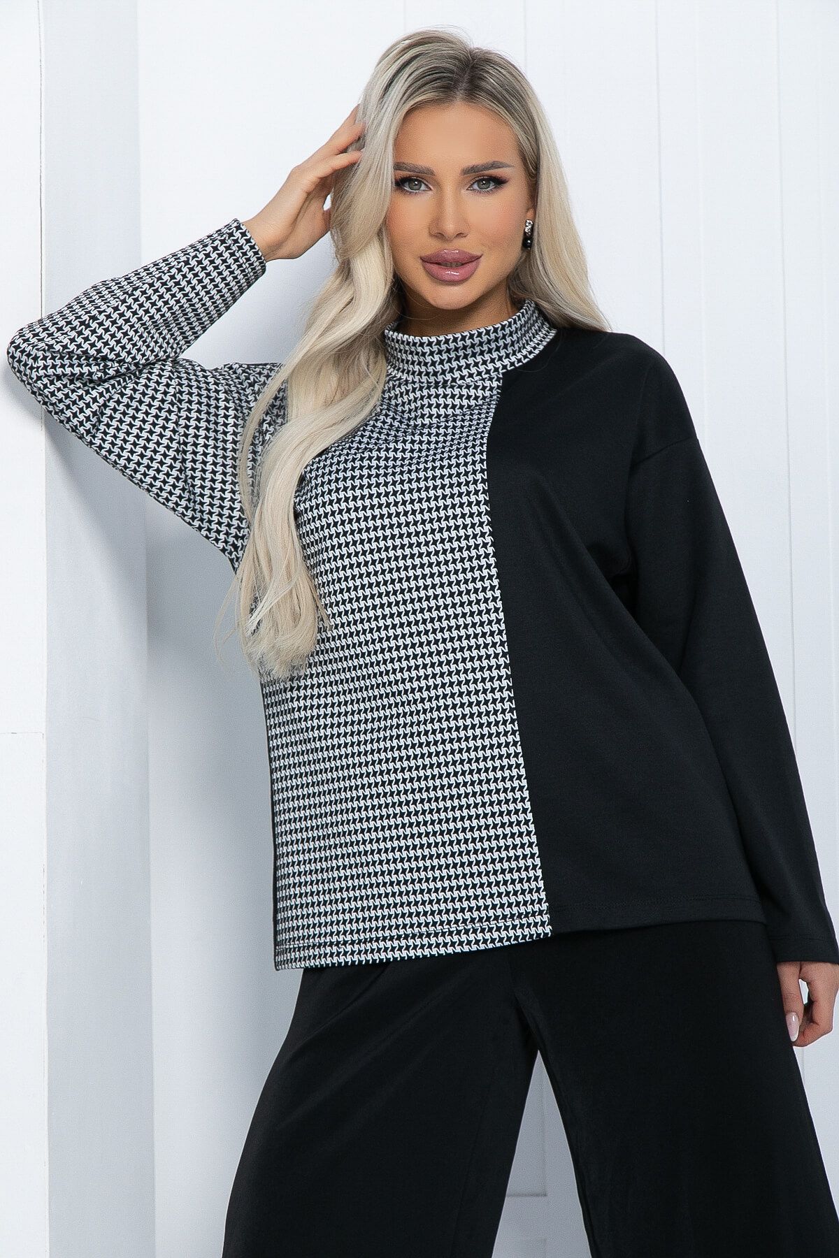 Блуза Элли (черно-белая) Б11305