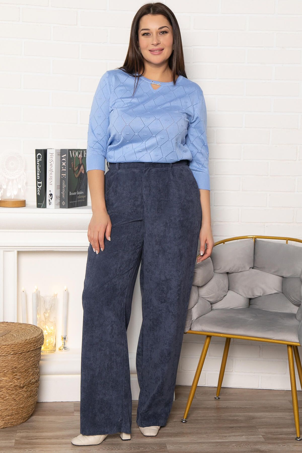 Брюки вельветовые Брауни (синие) Б14901-25М