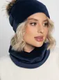 Комплект шапка с помпоном и снуд (синий) ШПС22-23М