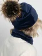 Комплект шапка с помпоном и снуд (синий) ШПС22-23М
