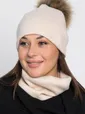 Комплект шапка с помпоном и снуд (молочный) ШПС19-23М
