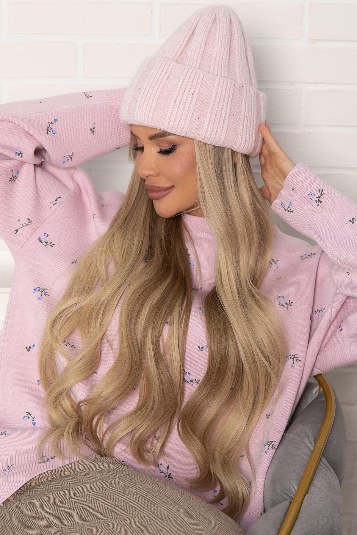 Шапка двухслойная Зимние деньки (нежно-розовая) Ш22-4М