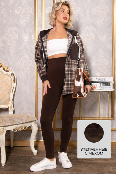 Лосины в рубчик утепленные (шоколад) Б14808-7М