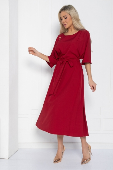 Платье Воздушный полёт (бордовое) П12475-15