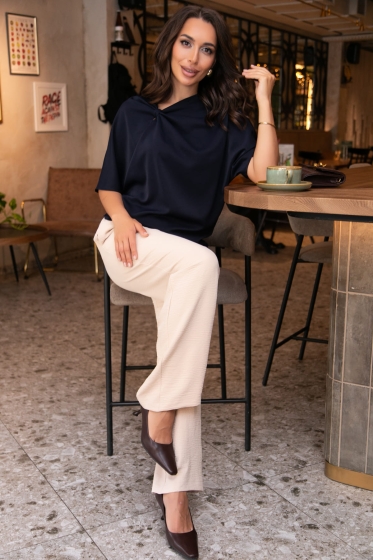 Блуза Марина (темно-синяя) Б14007-1М