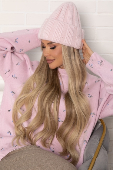 Шапка двухслойная Зимние деньки (нежно-розовая) Ш22-4М