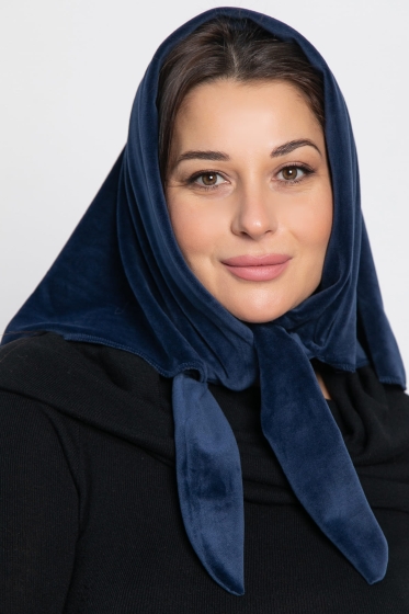 Косынка с завязками Велюр (синяя) КЗВ13-23М